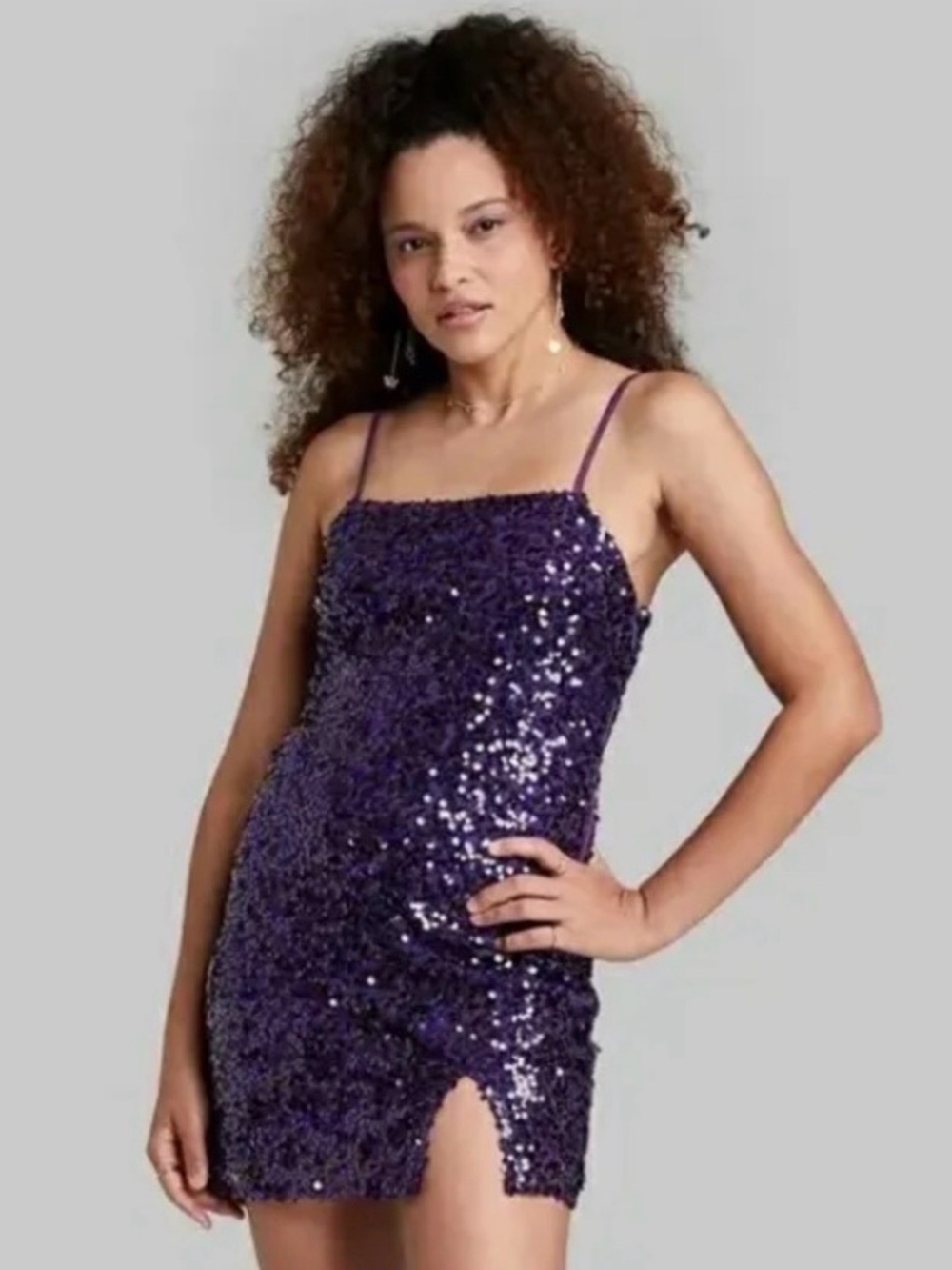 Wild Fable Purple Sequin Lace Back Mini Dress
